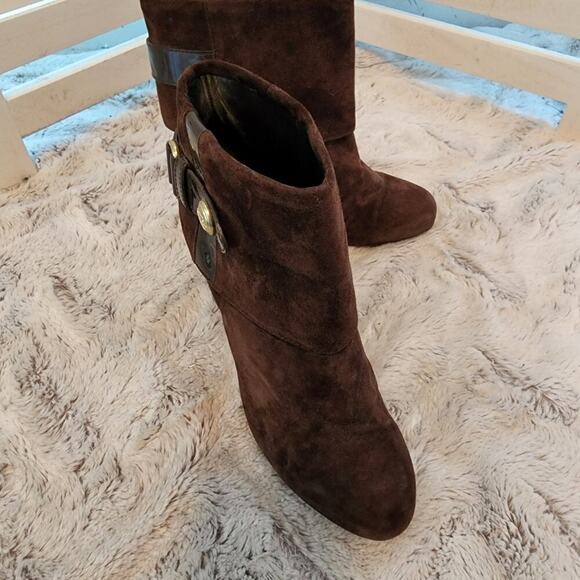 COACH LEATHER / SUEDE BROWN BOOTIES SIZE 8.5 - Picture 8 of 14